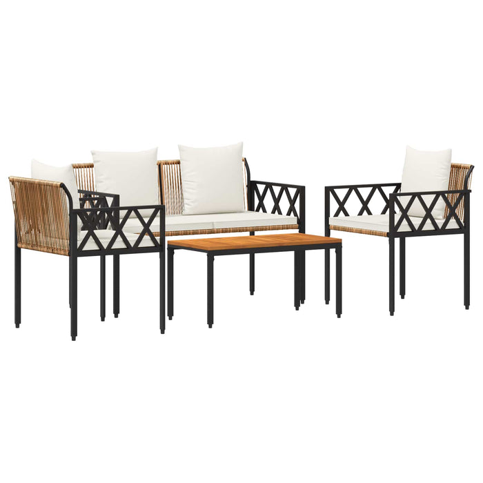 Set de Mobilier pentru Exterior 4 pcs Maro și Alb Crema - WALTI WALTI