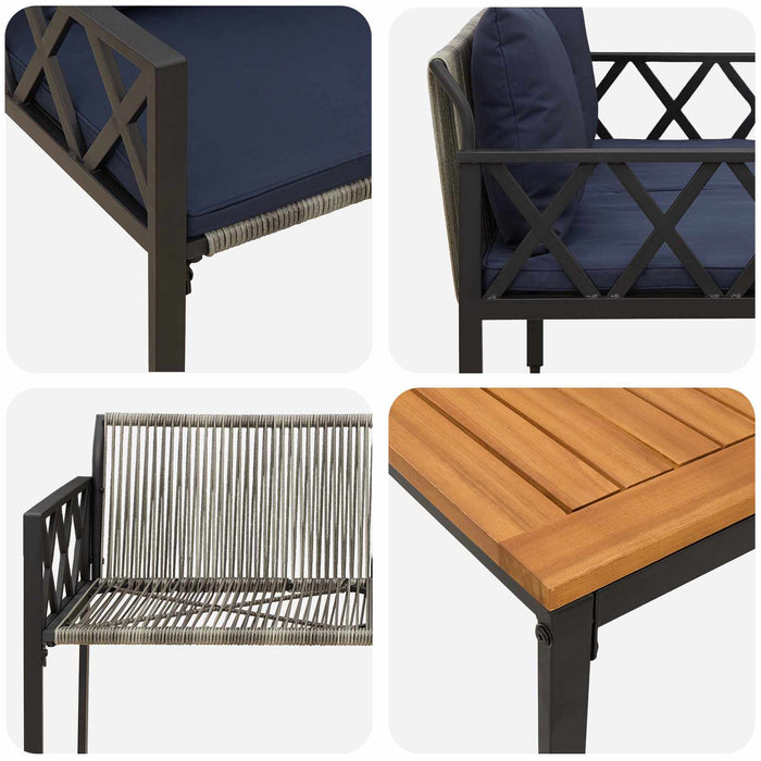 Set de Mobilier pentru Exterior 4 pcs Gri și albastru marin - WALTI WALTI