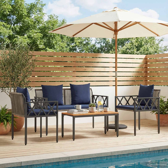 Set de Mobilier pentru Exterior 4 pcs Gri și albastru marin - WALTI WALTI