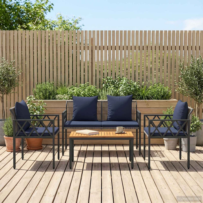 Set de Mobilier pentru Exterior 4 pcs Gri și albastru marin - WALTI WALTI