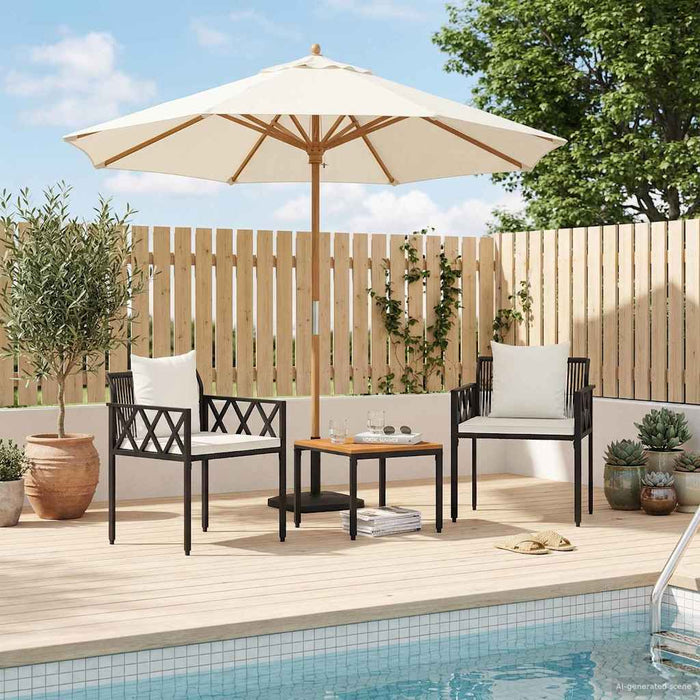 Set de Mobilier pentru Exterior 3 pcs Negru și Alb crem WALTI