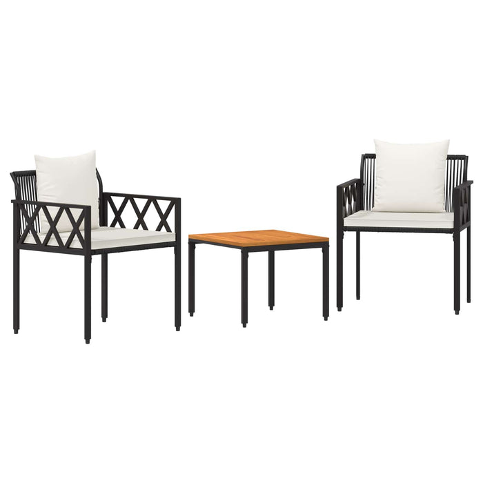 Set de Mobilier pentru Exterior 3 pcs Negru și Alb crem WALTI