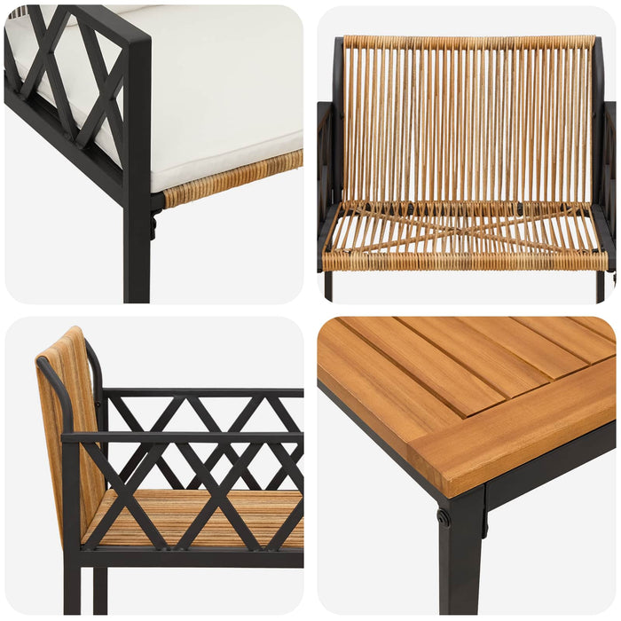 Set de Mobilier pentru Exterior 3 pcs Maro și Alb Crema WALTI