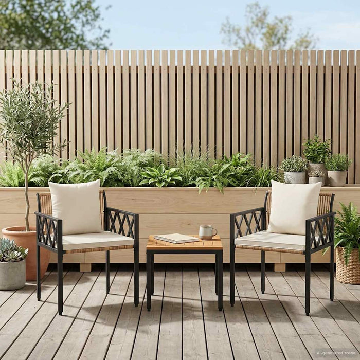 Set de Mobilier pentru Exterior 3 pcs Maro și Alb Crema WALTI
