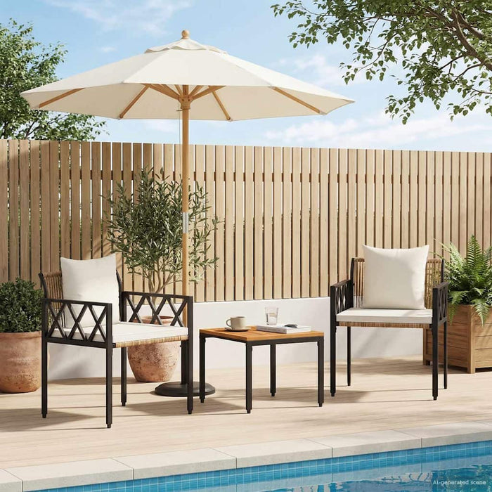 Set de Mobilier pentru Exterior 3 pcs Maro și Alb Crema WALTI