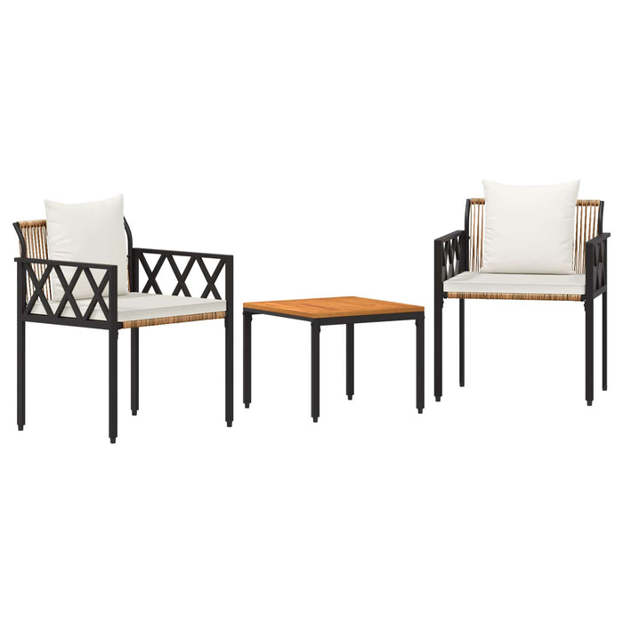 Set de Mobilier pentru Exterior 3 pcs Maro și Alb Crema WALTI