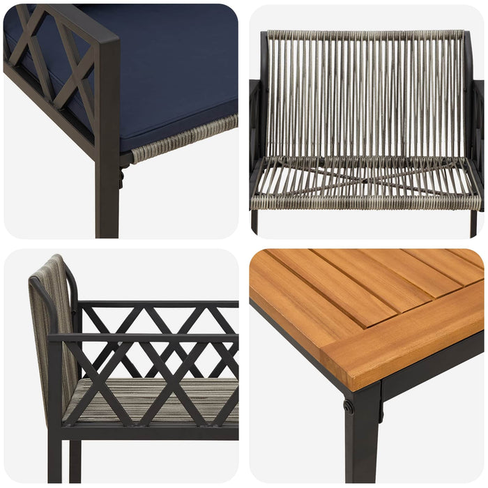 Set de Mobilier pentru Exterior 3 pcs Gri și albastru marin - WALTI WALTI