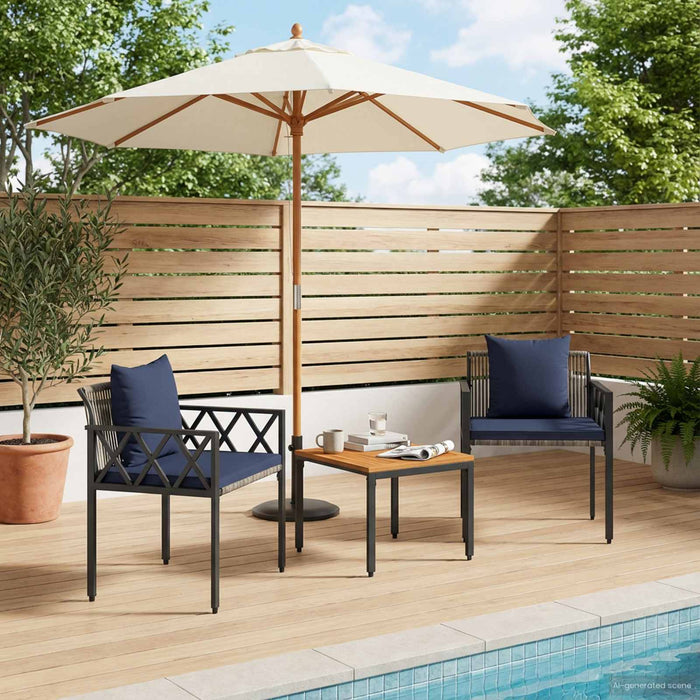 Set de Mobilier pentru Exterior 3 pcs Gri și albastru marin - WALTI WALTI