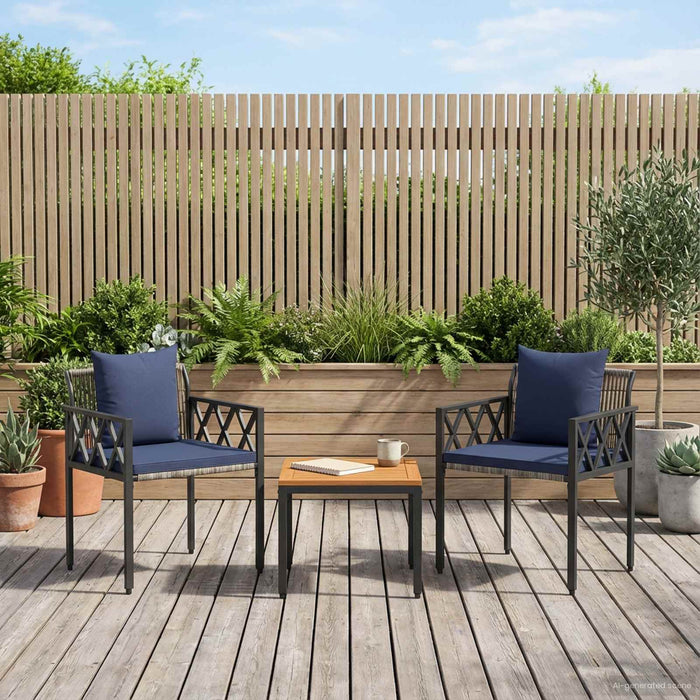 Set de Mobilier pentru Exterior 3 pcs Gri și albastru marin - WALTI WALTI