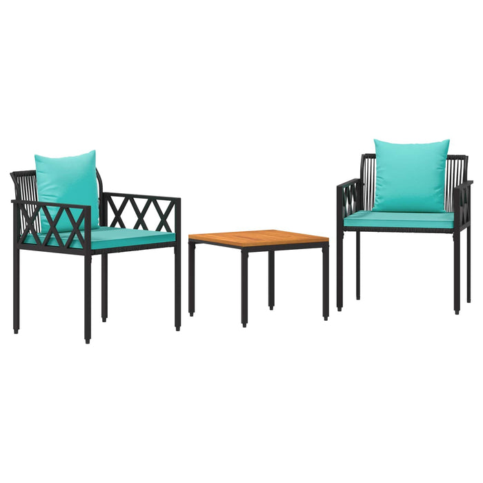 Set de Mobilier pentru Exterior 3 pcs Negru și Turcoaz WALTI