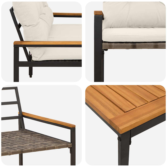 Set de Mobilier pentru Exterior 4 pcs Alb crem poliratan WALTI