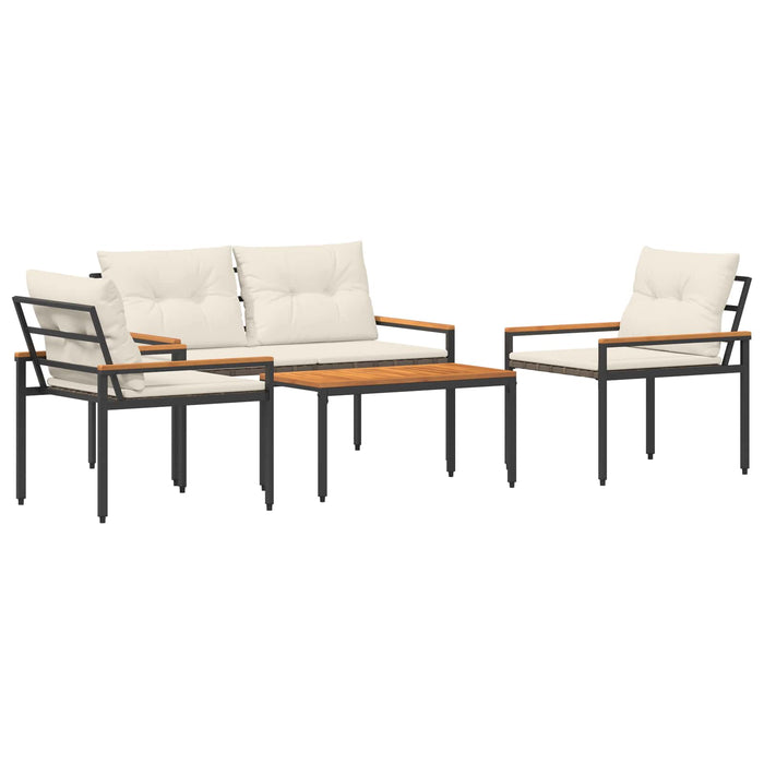 Set de Mobilier pentru Exterior 4 pcs Alb crem poliratan WALTI