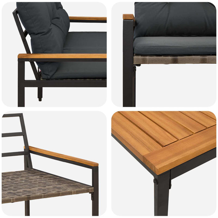 Set de Mobilier pentru Exterior 4 pcs Gri închis poliratan WALTI