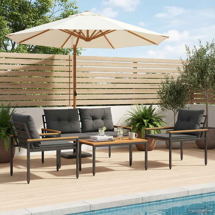 Set de Mobilier pentru Exterior 4 pcs Gri închis poliratan WALTI