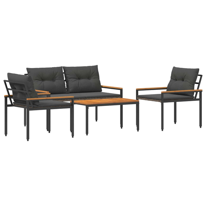 Set de Mobilier pentru Exterior 4 pcs Gri închis poliratan WALTI