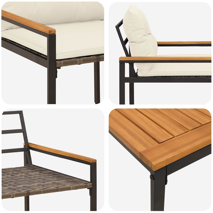 Set de Mobilier pentru Exterior 3 pcs Alb crem poliratan WALTI
