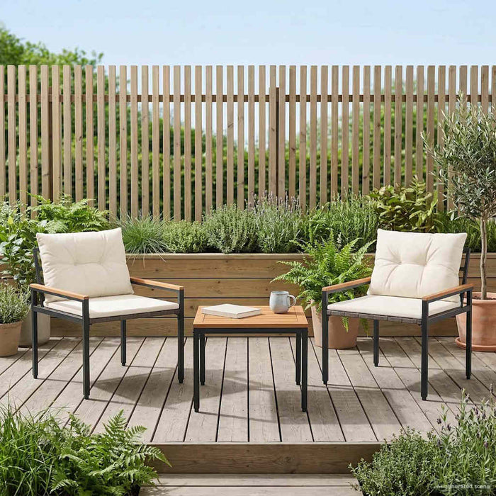 Set de Mobilier pentru Exterior 3 pcs Alb crem poliratan WALTI