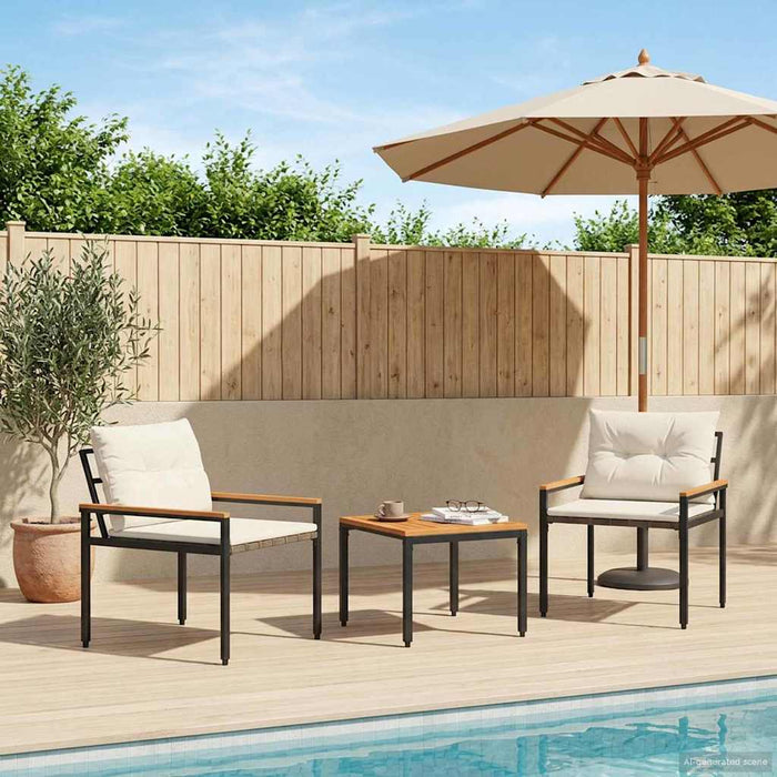 Set de Mobilier pentru Exterior 3 pcs Alb crem poliratan WALTI