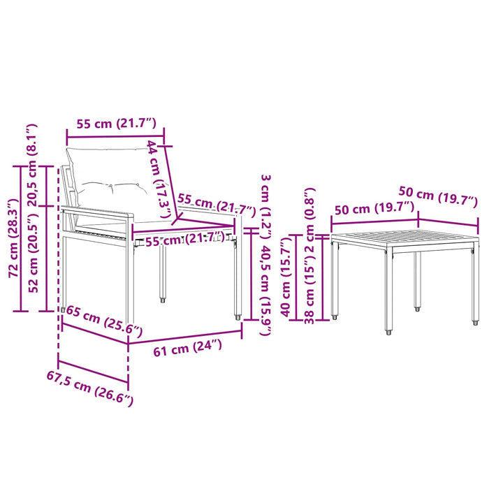 Set de Mobilier pentru Exterior 3 pcs Alb crem poliratan WALTI