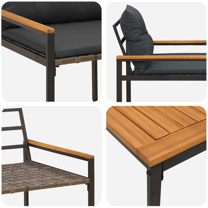Set de Mobilier pentru Exterior 3 pcs Gri închis poliratan WALTI