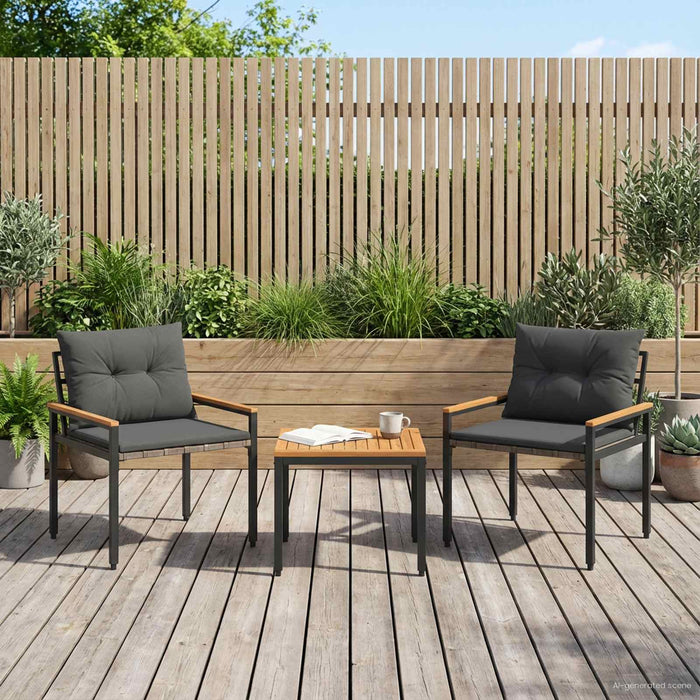 Set de Mobilier pentru Exterior 3 pcs Gri închis poliratan WALTI