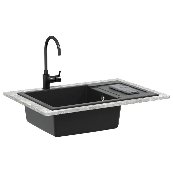 Chiuvetă Negru 780 x 500 mm 80% Quartz și 20% Rășină - WALTI WALTI