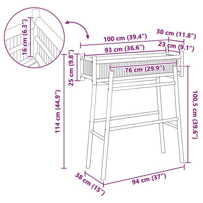 Ghiveci pentru Grădină cu Suport natural 100 x 38 x 114 cm - WALTI WALTI
