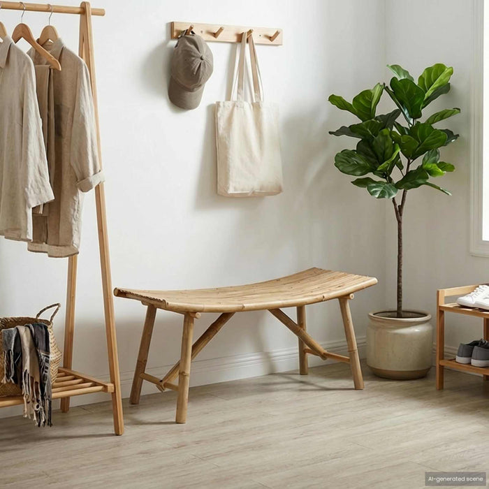 Bancă de grădină natural 110 x 45 x 50 cm Bambus - WALTI WALTI