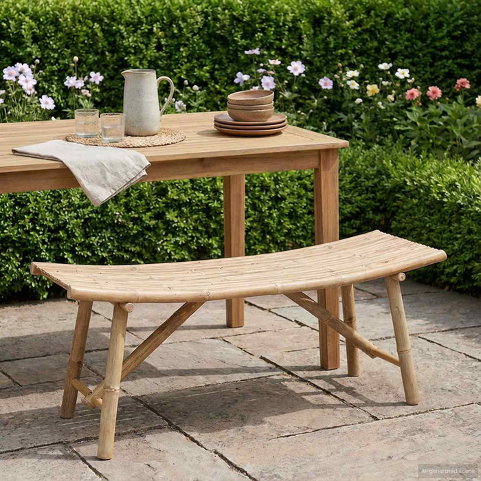Bancă de grădină natural 110 x 45 x 50 cm Bambus - WALTI WALTI