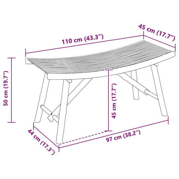 Bancă de grădină natural 110 x 45 x 50 cm Bambus - WALTI WALTI