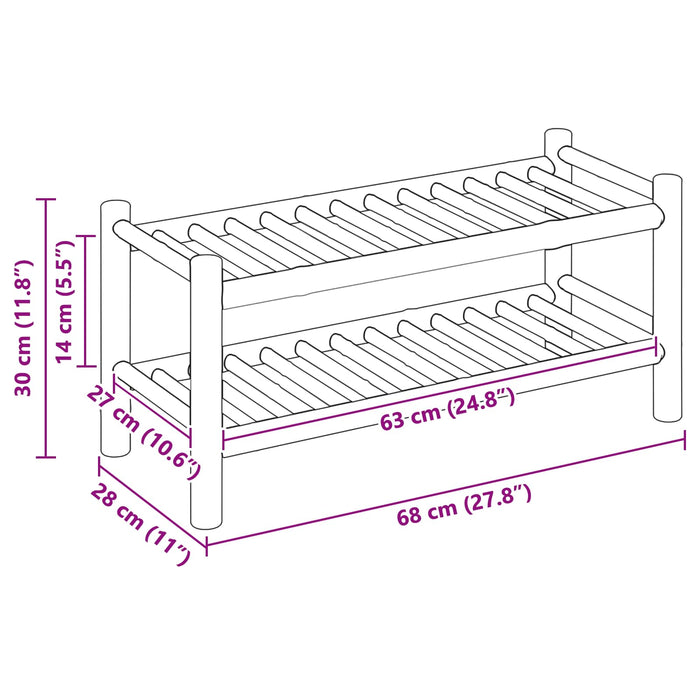 Raft pentru încălțăminte cu raft natural 68 x 28 x 30 cm Bambus - WALTI WALTI