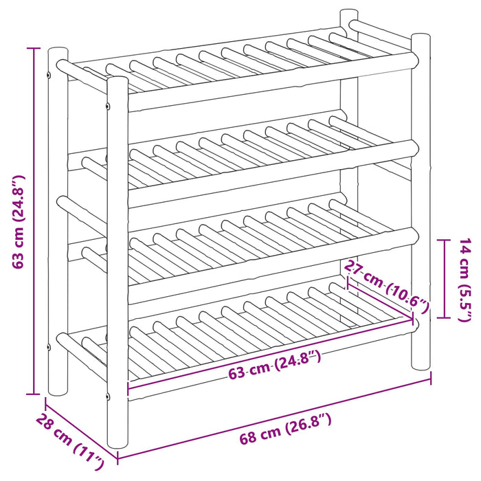Raft pentru încălțăminte cu raft natural 68 x 28 x 63 cm Bambus - WALTI WALTI