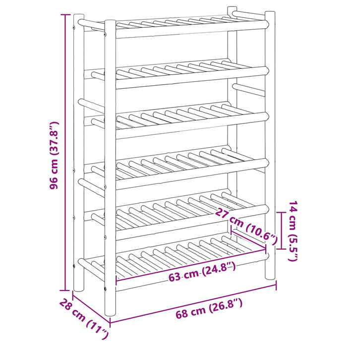 Raft pentru încălțăminte cu raft natural 68 x 28 x 96 cm Bambus - WALTI WALTI