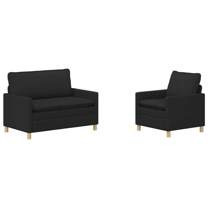 Set de canapea 2 buc. Negru Țesătură WALTI