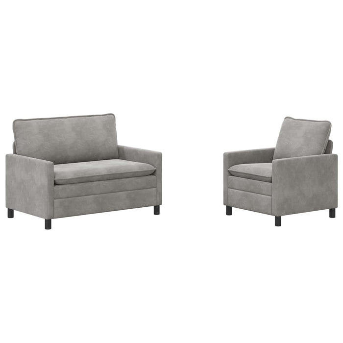 Set de canapea 2 pcs Gri deschis Catifea - WALTI WALTI