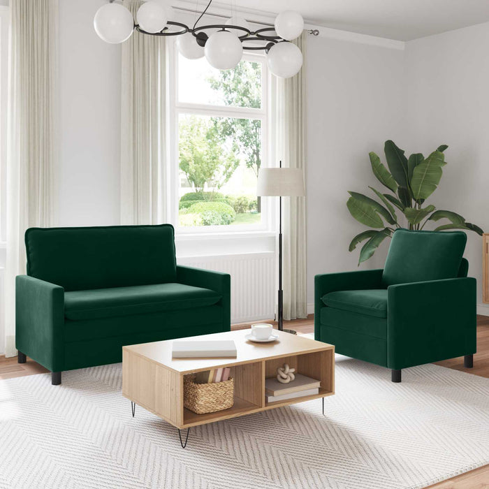 Set de canapea 2 pcs Verde închis Catifea - WALTI WALTI