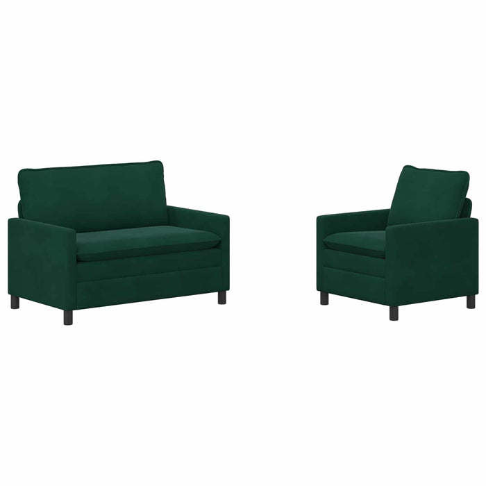Set de canapea 2 pcs Verde închis Catifea - WALTI WALTI