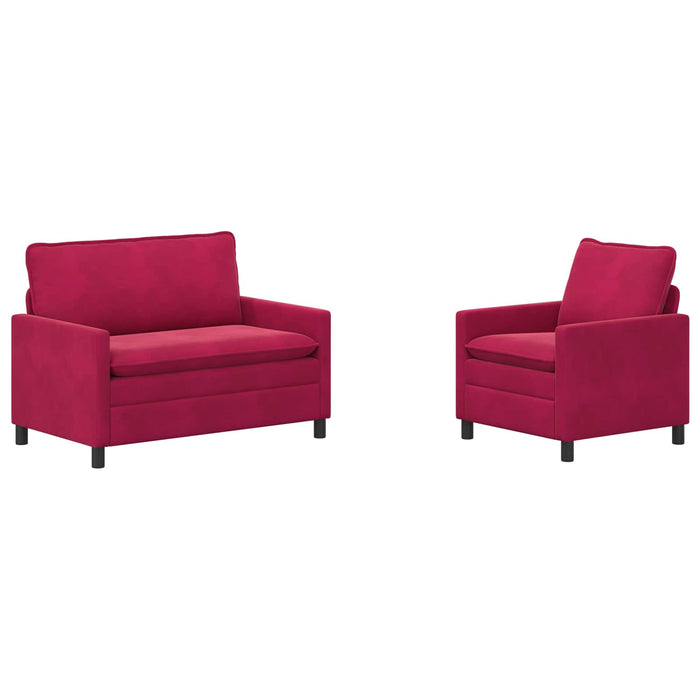 Set de canapea 2 pcs Roșu Vin Catifea - WALTI WALTI
