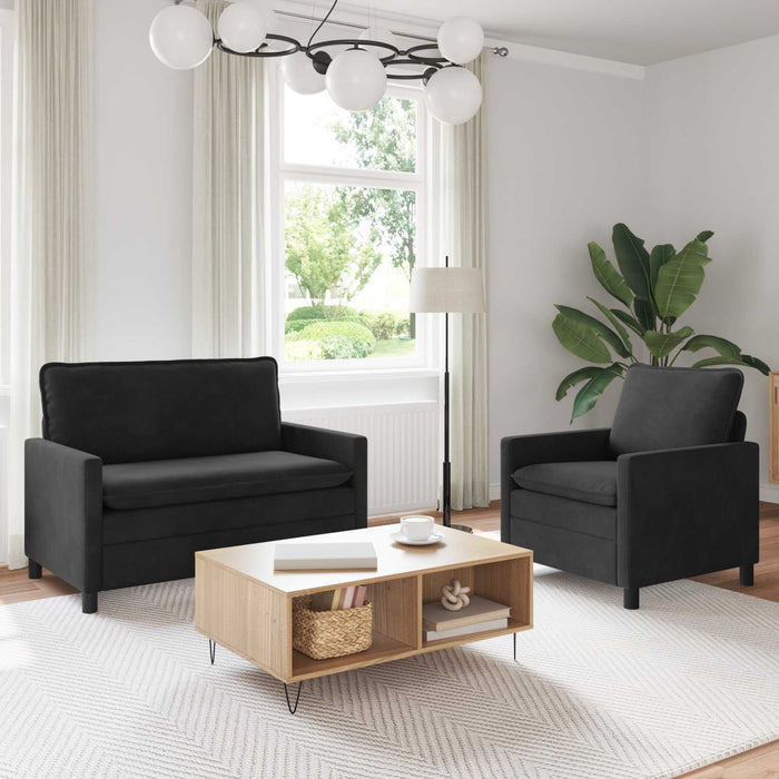 Set de canapea 2 pcs Negru Catifea - WALTI WALTI