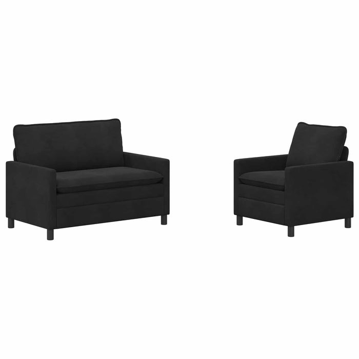 Set de canapea 2 pcs Negru Catifea - WALTI WALTI