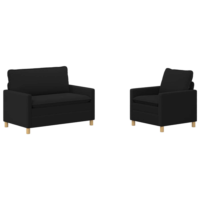 Set de canapea 2 buc. Negru Țesătură WALTI