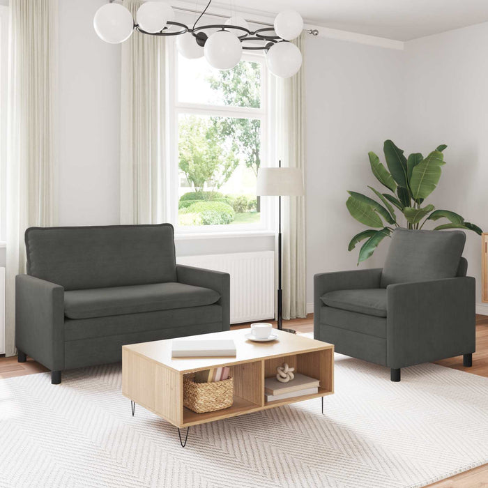 Set de canapea 2 pcs Gri închis Țesătură - WALTI WALTI
