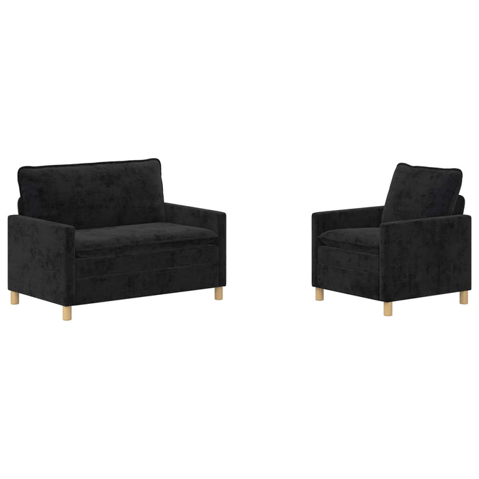 Set de canapea 2 pcs Negru Poliester - WALTI WALTI