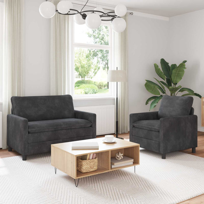 Set de canapea 2 pcs Gri închis Poliester WALTI