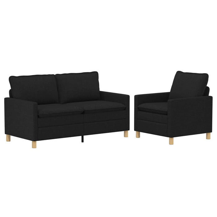 Set de canapea 2 buc. Negru Țesătură WALTI