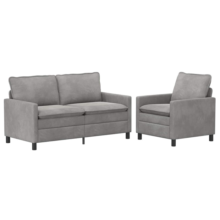 Set de canapea 2 pcs Gri deschis Catifea - WALTI WALTI