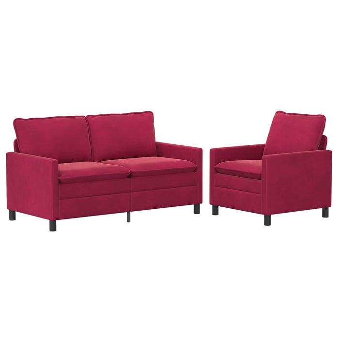 Set de canapea 2 pcs Roșu Vin Catifea - WALTI WALTI