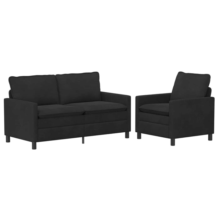 Set de canapea 2 pcs Negru Catifea - WALTI WALTI