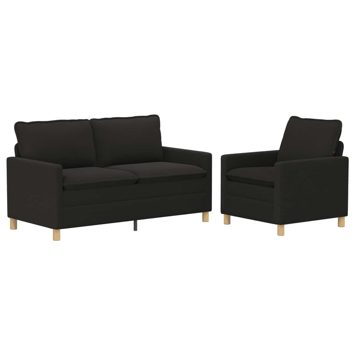 Set de canapea 2 buc. Negru Țesătură WALTI
