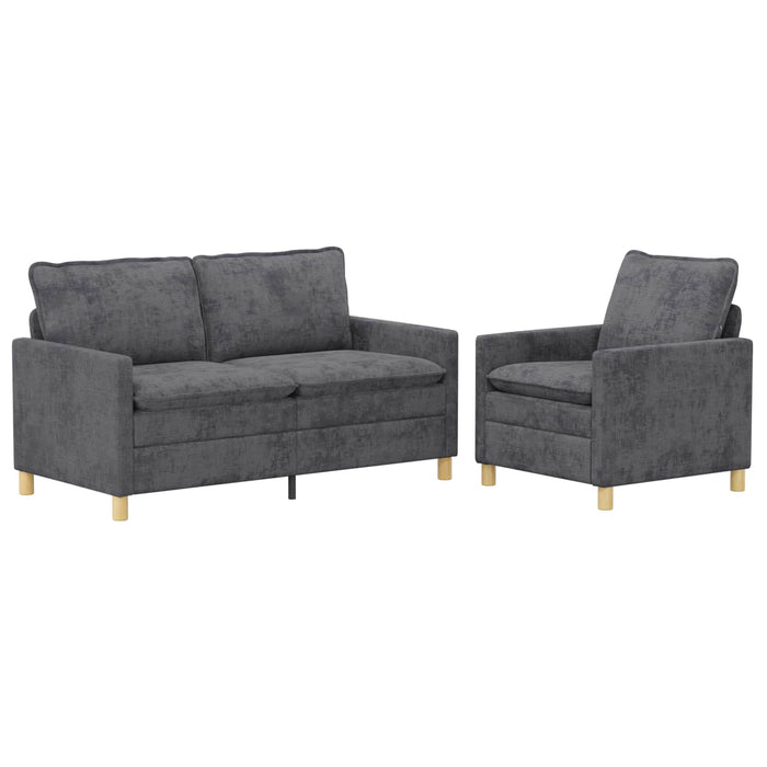 Set de canapea 2 pcs Gri închis Poliester WALTI